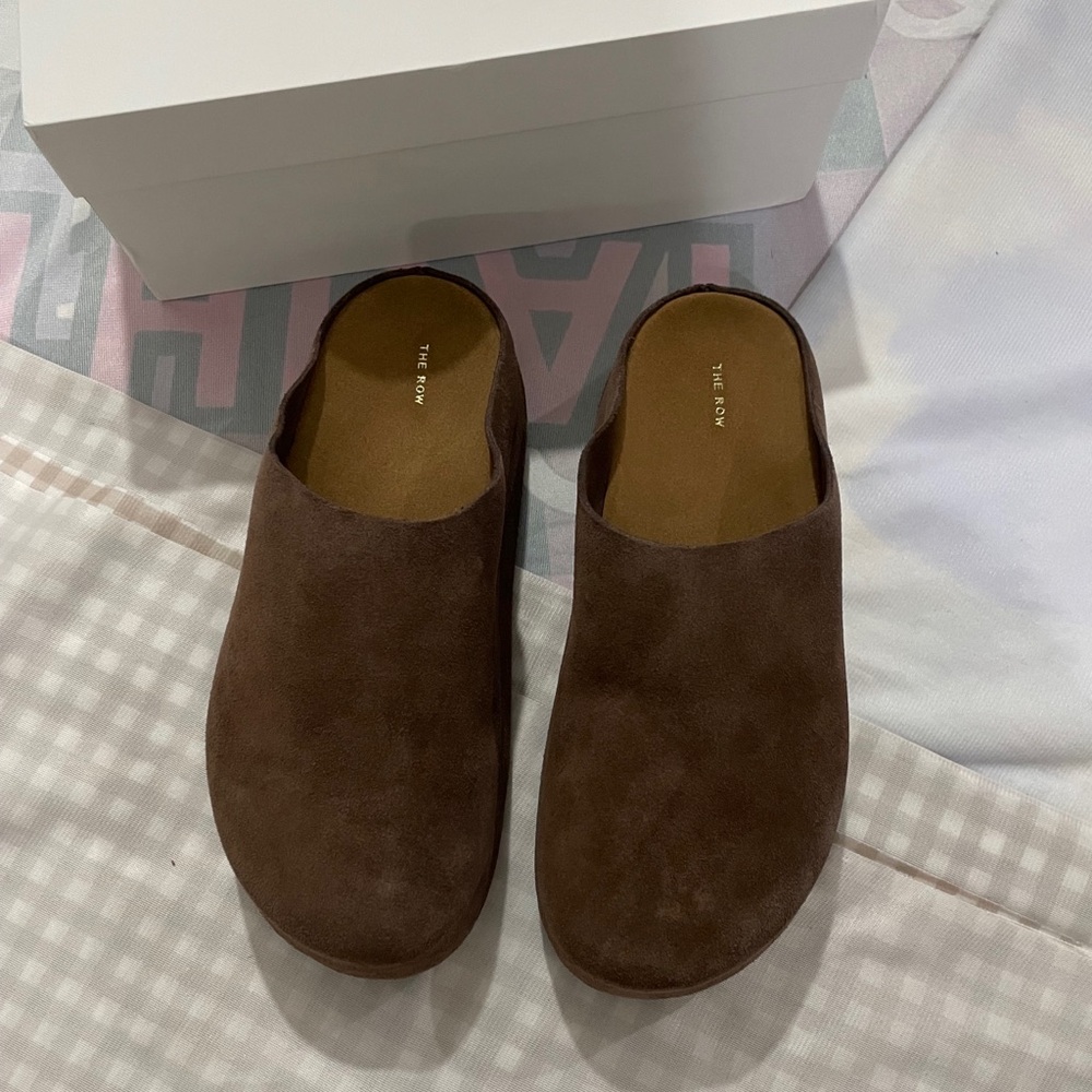 The Row Brown Suede Mule Clogs